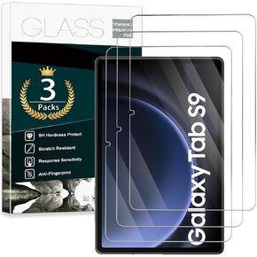 3 Pack Screen Protector for Samsung Galaxy Tab S9 11-Inch and Galaxy Tab S9 FE 5G 10.9-Inch, Tempered Glass Compatible with S Pen,HD Clear, Anti-Scratches,Case Friendly,Bubble-Free