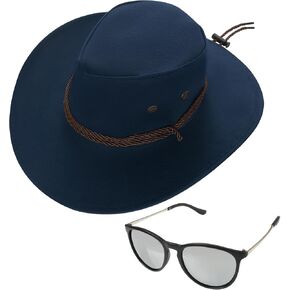 choyaxo Unisex Faux Felt Cowboy Hats with Sunglasses Western Cowboy Costume Set Including Cowgirl Hat and Sunglasses