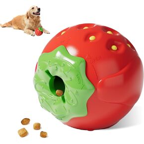 Dog Chew Toys for Aggressive Chewers - Treat-Filling Durable Strawberry Chew Toy, Indestructible Dog Toys for Large, Medium, and Small Dogs, Anxiety Relief Toys for Puppy