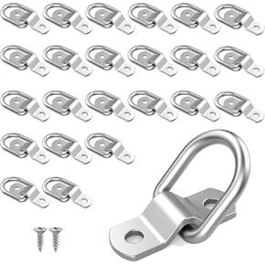 24PCS D Ring Cargo Tie Down Anchors 1/4" D-Rings Tie Down Lashing Ring for Trailer Truck Pickup Camper Surface Mount, Heavy Duty Tie Down Ring 2400 Pound Capacity