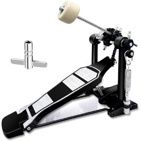 Bass Drum Pedal,Single Bass Drum Pedal Mount Double Chain Drive Foot Percussion Hardware Kick Drum Kit Pedals Step on Hammer Adj. Beater Head Bass Pedal for Drum Set Fits Beginner & Pro Drummers