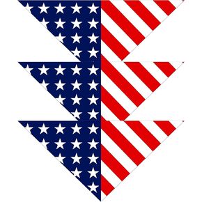 American Flag Dog Bandana | 3-Pack| 4th of July Bandannas, Red, White and Blue USA Scarf Set (Flag Pack 1, Small)