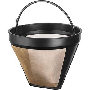 NRP Taller #4 Gold-tone Permanent Coffee Filter Compatible for KRUPS SAVOY, Braun, DeLonghi 12 cup Coffeemaker & More