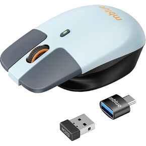 MBLUE 2.4G Wireless Mouse Lightweight with Battery 1600 DPI Optical Sensor Quiet Clicks Mobile Optical Cordless Mice with Type-C USB Receiver for Phone,Computer, Laptop, Desktop, MacBook