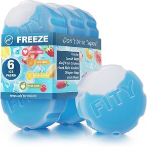 FITY Freeze The 6 Pack - A Space Saving Freezable Ice Pack use w/Lunch Boxes, Diaper Bags, Sore Muscles, 16oz can Cooler tumblers, Beach Bags, Coolers, and More.