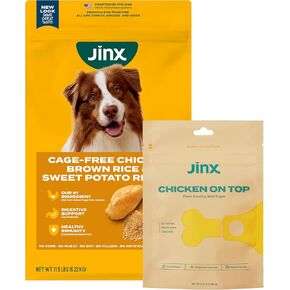Jinx Premium Dry Dog Food + Bonus Chicken Topper. Chicken, Brown Rice, Sweet Potato Kibble (11.5lb), for All Lifestages with Superfoods & Probiotics