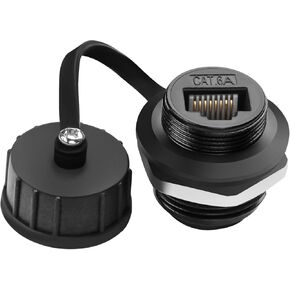 QIANRENON Cat6a RJ45 Waterproof Network Adapter RJ45 8P8C Female to Female Panel Mount Waterproof Ethernet Connector RJ45 Feedthrough Bulkhead Mount Socket, with Shield, for Outdoor Network