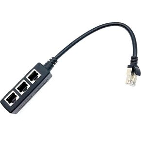 JZK RJ45 Ethernet Splitter Cable, 1 Male to 3 Female RJ45 Splitter LAN Ethernet Network Extension Cable for Super Cat5 Cat5e Cat6 Cat7 LAN Ethernet Female Connector Adapter