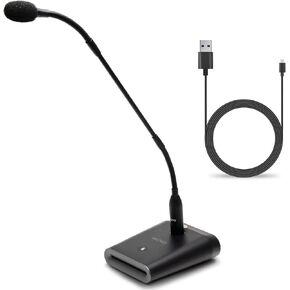 Movo GM-5 Professional 18-inch Gooseneck Microphone with USB Interface Stand, One-Touch Mute- USB Podium Microphone with Stand for Conferencing, Live Events, Streaming - USB Computer Mic for Mac, PC