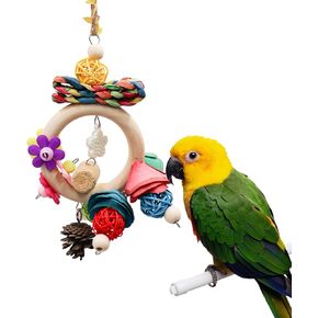 Bird Chewing Toys, Hanging Natural Materials Parrot Chew Toy, Bird Cage Accessories, Suitable for Small to Medium Birds Budgie Lovebirds Conures Parakeets Cockatiels