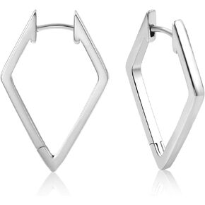 Sterling Silver Oval Hoop Earrings for Women Trendy Geometric Hypoallergenic Rectangle Hoop Earrings 14K Gold Square Huggie Hoops Earrings Jewelry Gifts