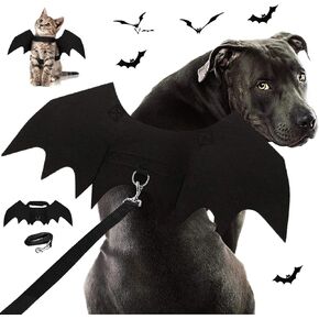 Halloween Dog Bat Costume, Dog Bat Wings with Pet Leads, Funny Dog Cool Apparel Decoration, Dress Up Party Accessories for Cat Puppy Small Medium Large Dog Doggy Outfits(Large)