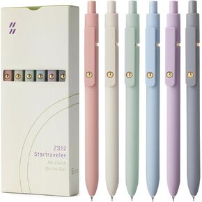 FIOVER Pens - 6Pcs Gel Pens, 0.5mm Fine Point Smooth Writing Pen, Black Gel Ink Pens for Journaling Note Taking, Cute Aesthetic Pens Office School Supplies Gifts for Women