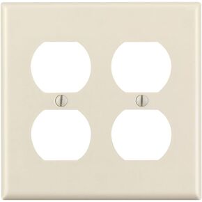 Leviton 78016 2-Gang Duplex Device Receptacle Wallplate, Standard Size, Thermoset, Device Mount, Light Almond