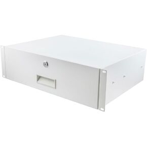 NavePoint 3U Rack Drawer for 19 Inch Server Racks and Network Cabinets, 13.7 Inches Deep Rack Mount Drawer with Lock, White