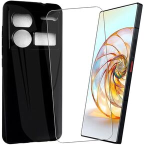 حافظة لهاتف Zte Nubia Z60 Ultra (6.80 بوصة)، حافظة بغطاء أسود لهاتف Zte Nubia Z60 Ultra مع واقي شاشة من الزجاج المقوى in Kuwait