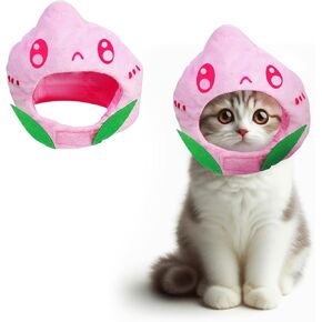 YASUOA Cat Costume - Cute Strawberry Outfit Hat - Fun Pet Accessories Party Cosplay for Kitten Puppy Pet Birthday Hat