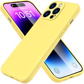 for iPhone 14 Pro Max Case,Liquid Silicone Gel Rubber Phone Case,Non-Yellowing Phone Bumper Cover,Multi-Color Silicone Phone Case,Full Body Ultra Slim Protective Cover,6.7"(Yellow) 1.70