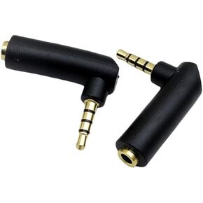 3.5mm Angle Male to Female Audio Adapter, 90 Degree Right Angle Gold-Plated TRS Stereo Jack Plug AUX Connector Compatible with Headset, Tablets, MP3 Players, Speakers(2 Pack)