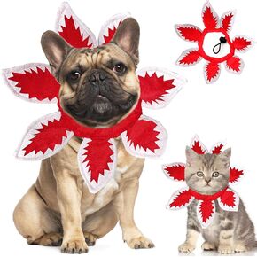 Pet Demon Hat Halloween Dog Costume Scary Monster Devil Cat Collar Headband Demogorgon Costume Headgear Props Cosplay Outfits for Small Medium Dog Stranger Thing Decor (Devil Flower Collor, Medium)