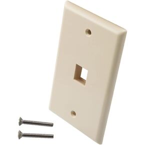 NavePoint Snap-in Keystone Jack Flush Mount Wall Plate, ABS, 1-Port, Ivory, 10-Pack