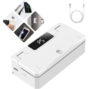 Mini Bag Sealer,4 In 1 USB Rechargeable Bag Sealer And Cutter, 5 Seal Time Modes & 3.8in Heating Strip, with 3000mAh Battery Chip Bag Sealer, Portable Bag Resealer For Chip Bags, Plastic Bags(White)