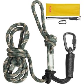 VEVOR Tree Stand Safety Rope, 9 ft/27.43M Treestand Lifeline Rope 30KN Breaking Tension, 0.6'' Hunting Safety Line with Prusik Knot, 2pcs Carabiner and Silencer, for Treestrap and Climbing