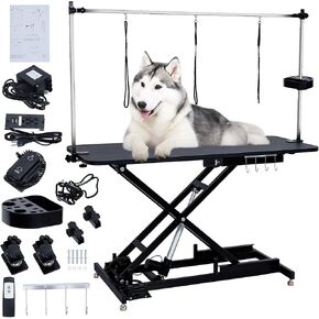 60" Hydraulic Dog Grooming Table for Pet, Heavy Duty Structural Hydraulic Max Load 350Lbs Professional Pet Grooming Table with Adjustable Overhead Arm & Noose Height Range 9.4''-39.4''2024