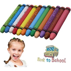 LiXiongBao Sidewalk Chalk, Solid Water-Soluble Art Painting Colorful Crayons (12 Pcs)