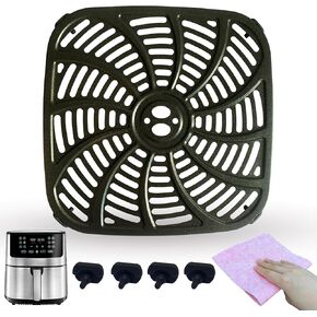 8QT Square Air Fryer Grill Plate for Gourmia GAF838 Air Fryers, Upgraded Nonstick Air Fryer Grill Pan Insert Rack Crisper Tray Plate Grate Grid Shelf for Gourmia 8QT Air Fryer, Dishwasher Safe