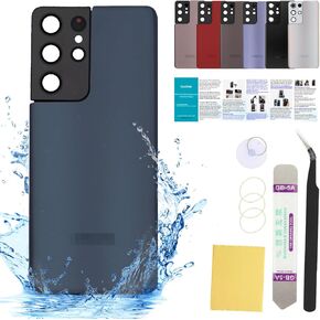Compatible for Samsung Galaxy S21 Ultra Back Cover Glass Replacement 6.8-Inches SM-G998U All Carriers with Installation Manual + Repair Tool Kit (Phantom Navy)