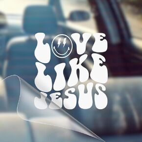 Love Like Jesus - Funny Car Vinyl Decal Bumper Sticker for Car, Wall, Window, Vehicle, Weather Resistant, Viral (White)