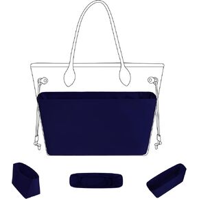 DGAZ Purse Organizer Insert Fits LV Neverfull Mini/PM/MM/GM Bags，Silk Bag Organizer，Luxury Handbag & Tote Shaper（MM, Black）
