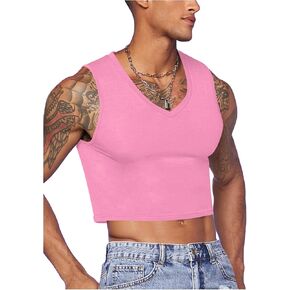 Verdusa Men's Sleeveless V Neck Crop Tank Muscle Top Pullover