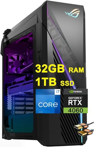 ASUS ROG Strix G16CHR Gaming Desktop Intel 20-core i7-14700F (Beats i9-12900F) 64GB RAM 4TB SSD Geforce RTX 4070 12GB DisplayPort Aura Sync Lighting Win11 w/ICP Accessory in Saudi Arabia