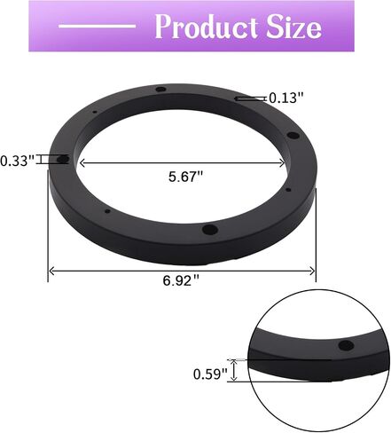 AnRui 6 Inch Universal Fit Car Speaker Spacer Adaptor Ring Mounting Bracket Plastic Black Car Stereo Speakers Spacer, 4Pcs in Kuwait