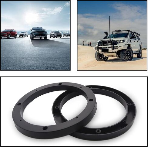 AnRui 6 Inch Universal Fit Car Speaker Spacer Adaptor Ring Mounting Bracket Plastic Black Car Stereo Speakers Spacer, 4Pcs in Kuwait