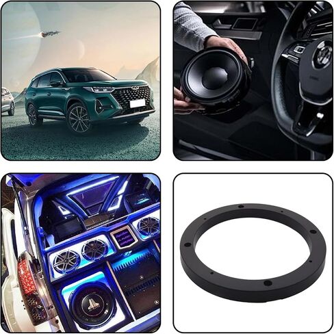 AnRui 6 Inch Universal Fit Car Speaker Spacer Adaptor Ring Mounting Bracket Plastic Black Car Stereo Speakers Spacer, 4Pcs in Kuwait