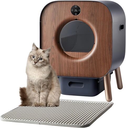 Self Cleaning Cat Litter Box, Automatic Cat Litter Box with APP Control, TUV Ten-fold Safety Protection, Odor-Free Waste Disposal Includes Mat & Waste Bags in Saudi Arabia