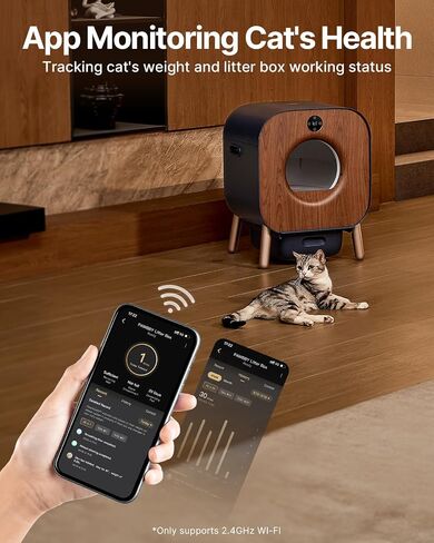 Self Cleaning Cat Litter Box, Automatic Cat Litter Box with APP Control, TUV Ten-fold Safety Protection, Odor-Free Waste Disposal Includes Mat & Waste Bags in Saudi Arabia