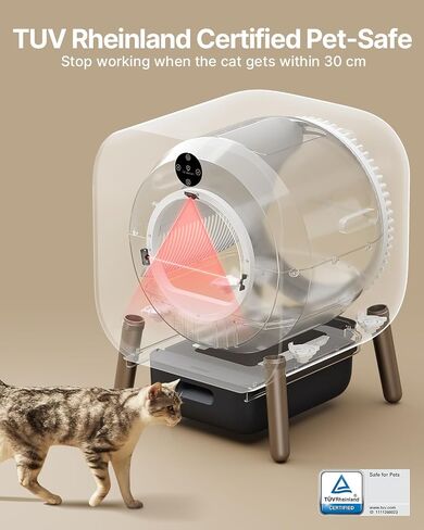 Self Cleaning Cat Litter Box, Automatic Cat Litter Box with APP Control, TUV Ten-fold Safety Protection, Odor-Free Waste Disposal Includes Mat & Waste Bags in Saudi Arabia