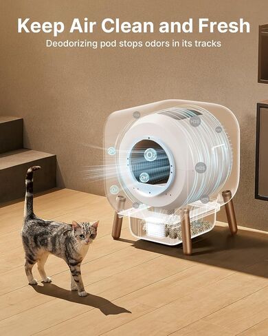 Self Cleaning Cat Litter Box, Automatic Cat Litter Box with APP Control, TUV Ten-fold Safety Protection, Odor-Free Waste Disposal Includes Mat & Waste Bags in Saudi Arabia