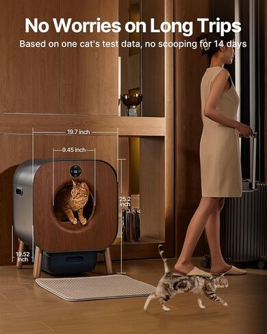 Self Cleaning Cat Litter Box, Automatic Cat Litter Box with APP Control, TUV Ten-fold Safety Protection, Odor-Free Waste Disposal Includes Mat & Waste Bags in Saudi Arabia
