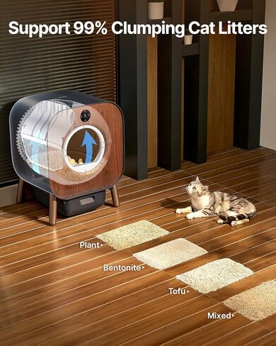 Self Cleaning Cat Litter Box, Automatic Cat Litter Box with APP Control, TUV Ten-fold Safety Protection, Odor-Free Waste Disposal Includes Mat & Waste Bags in Saudi Arabia