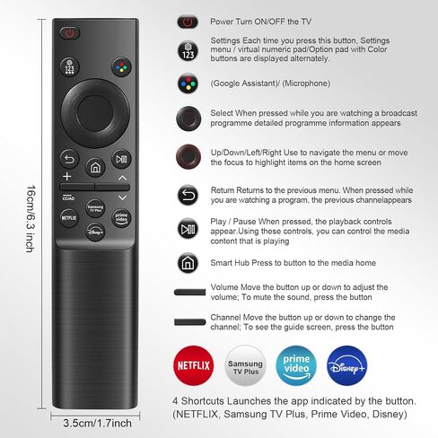 BN59-01388A for Samsung Remote Replacement,BN5901388A Remote Control for Samsung Crystal UHD TV Remote CU7000 Series Smart TV in Kuwait