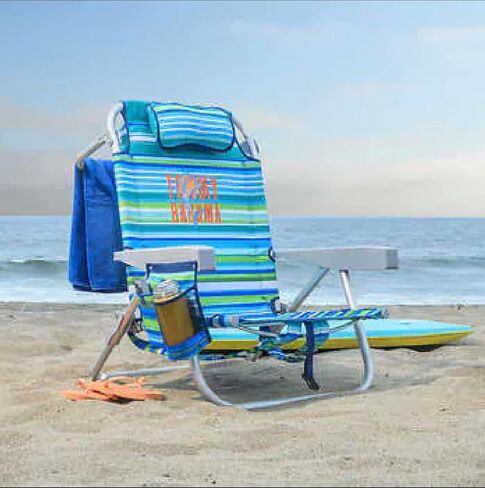 Tommy Bahama Beach Backpack Chair - Insulated Cooler Pouch - 5 Positions - 2024 Green Edition - New with Storage Pouch and Towel Bar - Enjoy Life in Paradise with The Best Chair in Saudi Arabia