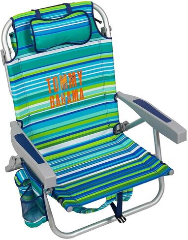 Tommy Bahama Beach Backpack Chair - Insulated Cooler Pouch - 5 Positions - 2024 Green Edition - New with Storage Pouch and Towel Bar - Enjoy Life in Paradise with The Best Chair in Saudi Arabia