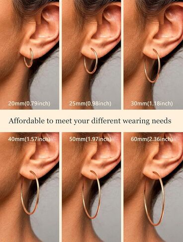 HAIAISO 6 Pairs Clip On Hoop Earrings for Women Fake Hoop Earrings Spring Hoop Earrings Set for Non-Pierced Ears Jewelry 6 Sizes in Kuwait