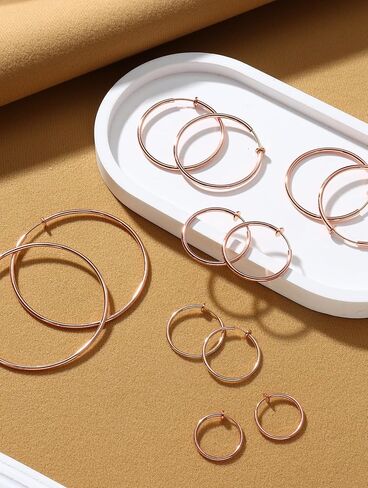 HAIAISO 6 Pairs Clip On Hoop Earrings for Women Fake Hoop Earrings Spring Hoop Earrings Set for Non-Pierced Ears Jewelry 6 Sizes in Kuwait