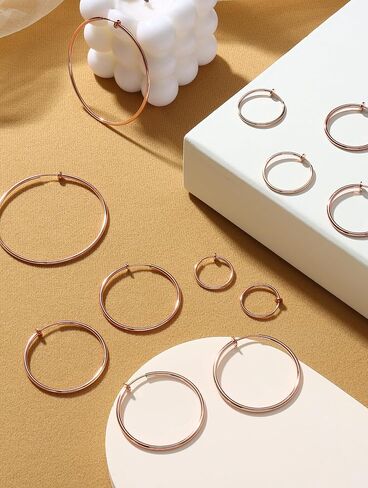 HAIAISO 6 Pairs Clip On Hoop Earrings for Women Fake Hoop Earrings Spring Hoop Earrings Set for Non-Pierced Ears Jewelry 6 Sizes in Kuwait